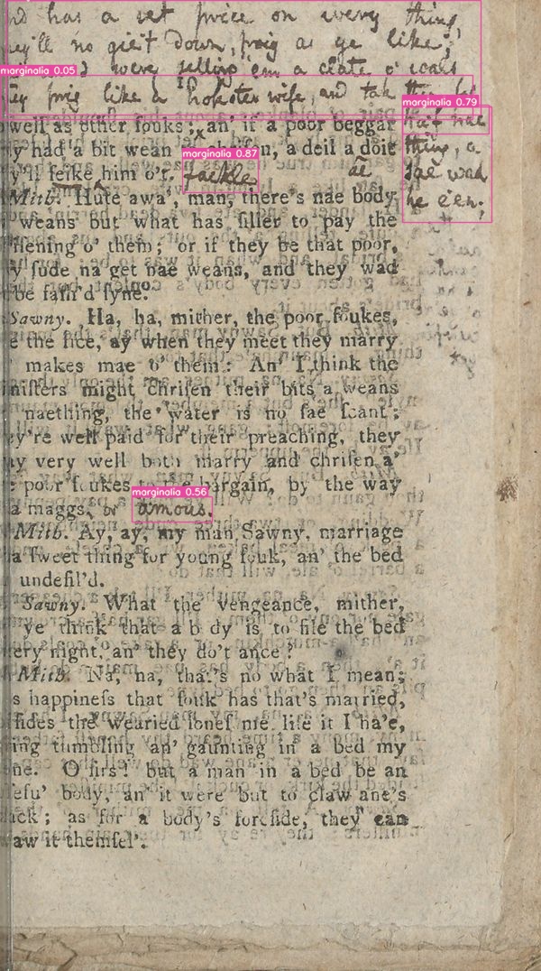 **Left:** A note clarifying the meaning of 'Whip whire'. Printed for the booksellers in town and country, *The Merry Tales of the Wise Men of Gotham*, ca. 1815, National Library of Scotland, http://digital.nls.uk/104184792. **Right:** Interactions with the text. *The Coalman's courtship to a Creelwife's Daughter*, ca. 1799, National Library of Scotland, Associated metadata file from Data Foundry: 104186983-mets.xml.